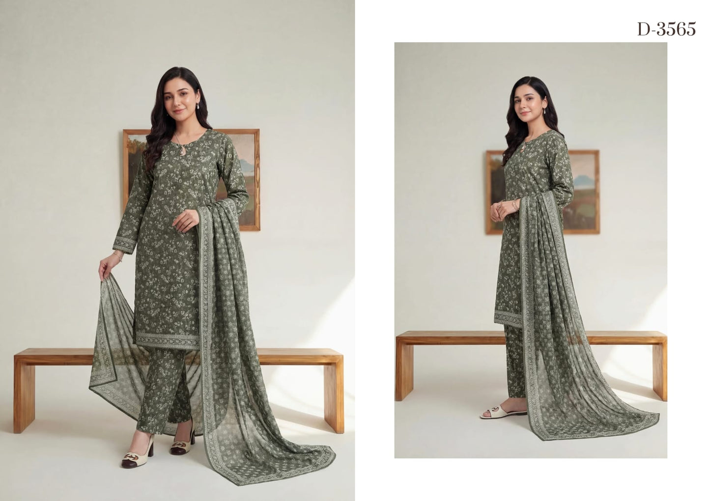 New Rotary By Shahid Tawakkal 3 Peices  Rotary Printed Lawn 11 Pcs Set