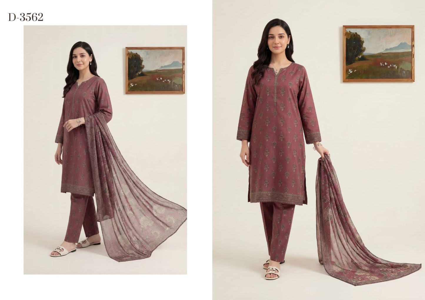 New Rotary By Shahid Tawakkal 3 Peices  Rotary Printed Lawn 11 Pcs Set