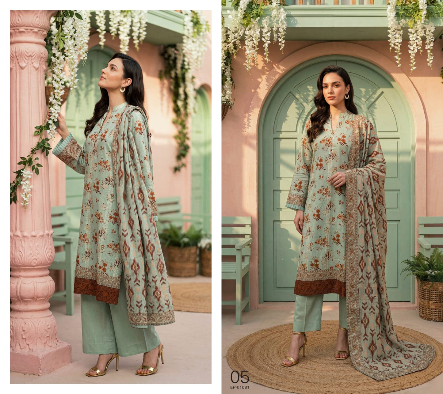 Premium Lawn Print 2026 By Elaya 3 Peices  Digital Printed Lawn 15 Pcs Set