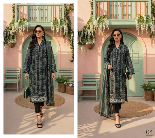 Premium Lawn Print 2026 By Elaya 3 Peices  Digital Printed Lawn 15 Pcs Set