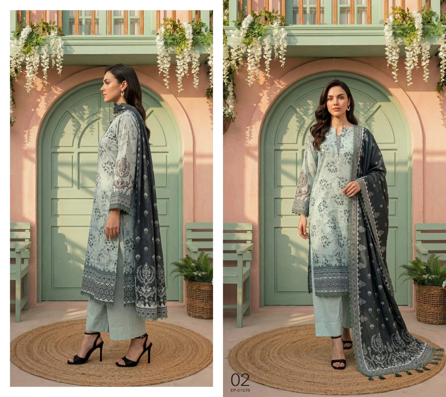 Premium Lawn Print 2026 By Elaya 3 Peices  Digital Printed Lawn 15 Pcs Set