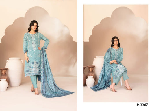 OHANA By Shahid Tawakkal  3 Peices Digital Printed With Embroidered Lawn 08 Pcs Set