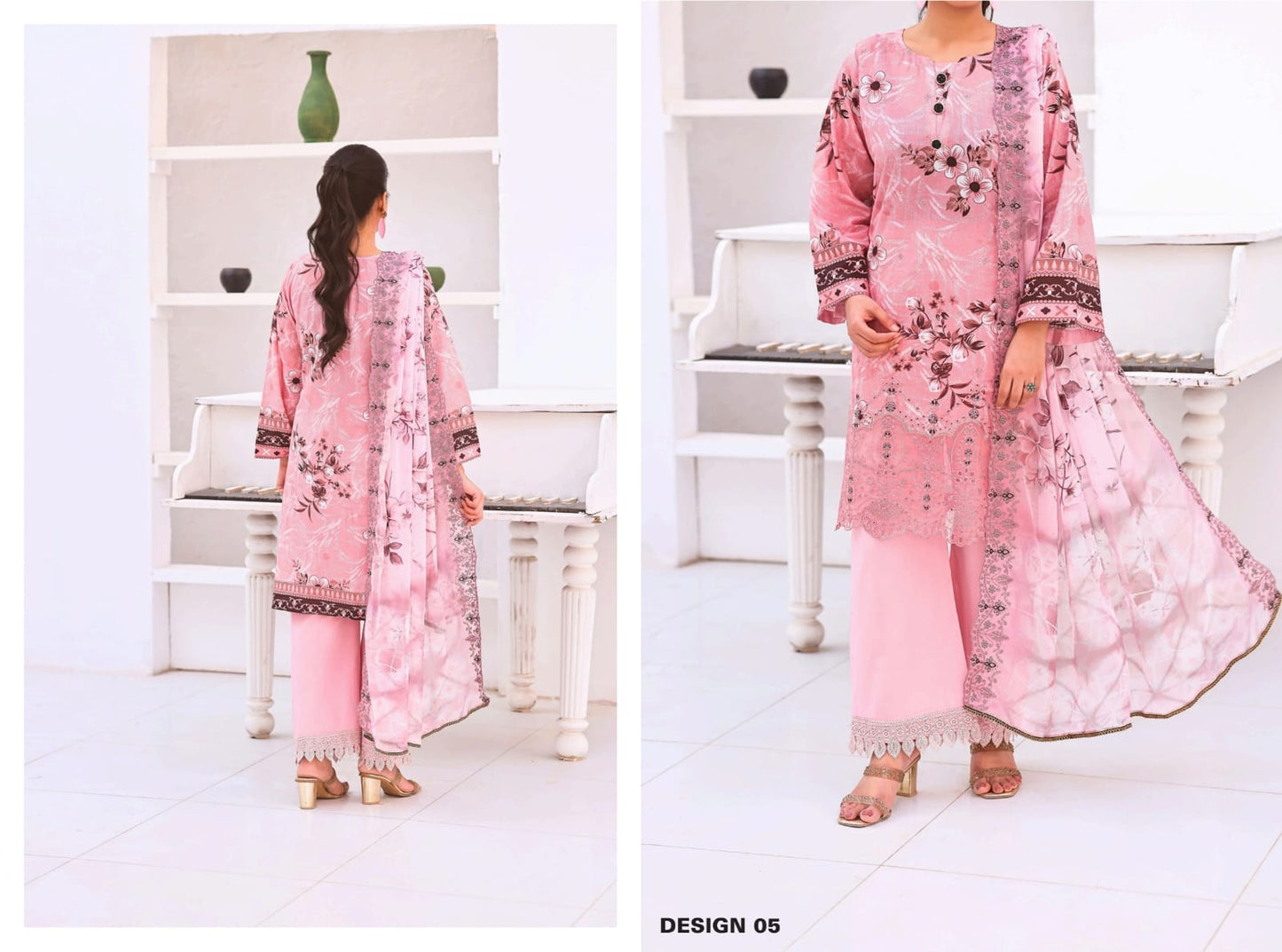 Nisa By Hafiz Textile 3 Peices Embroidered, Chikenkari Cutwork Collection 10 Pcs Set