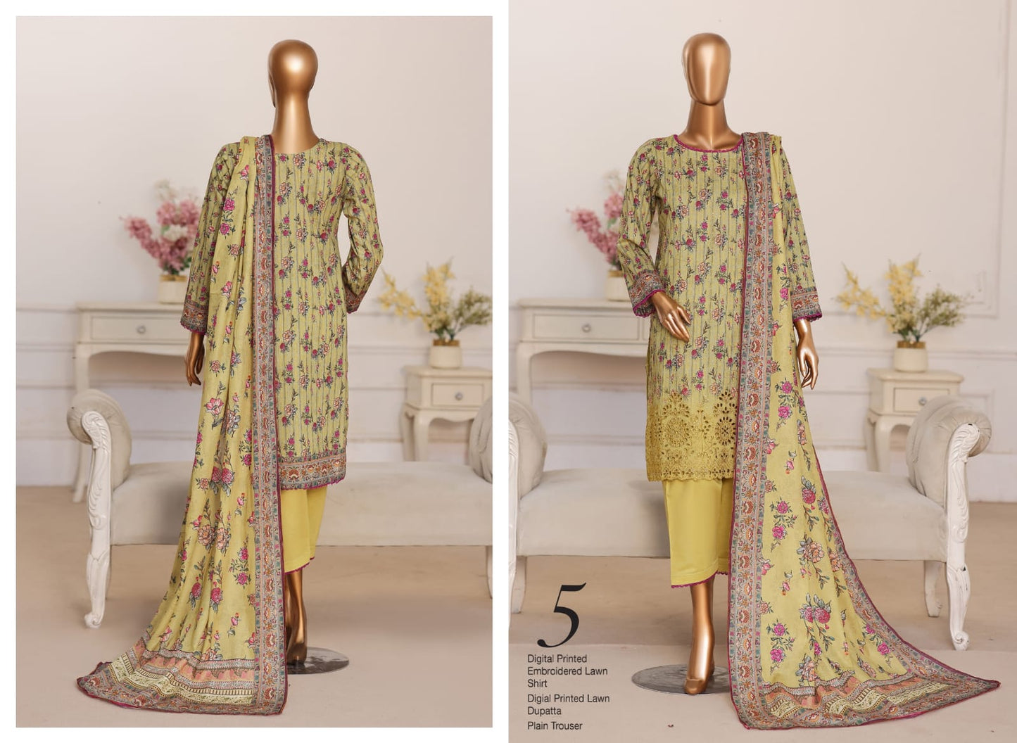MTF Summer Queen 3 Peices Digital Printed Embroidered Lawn 12 Pcs Set