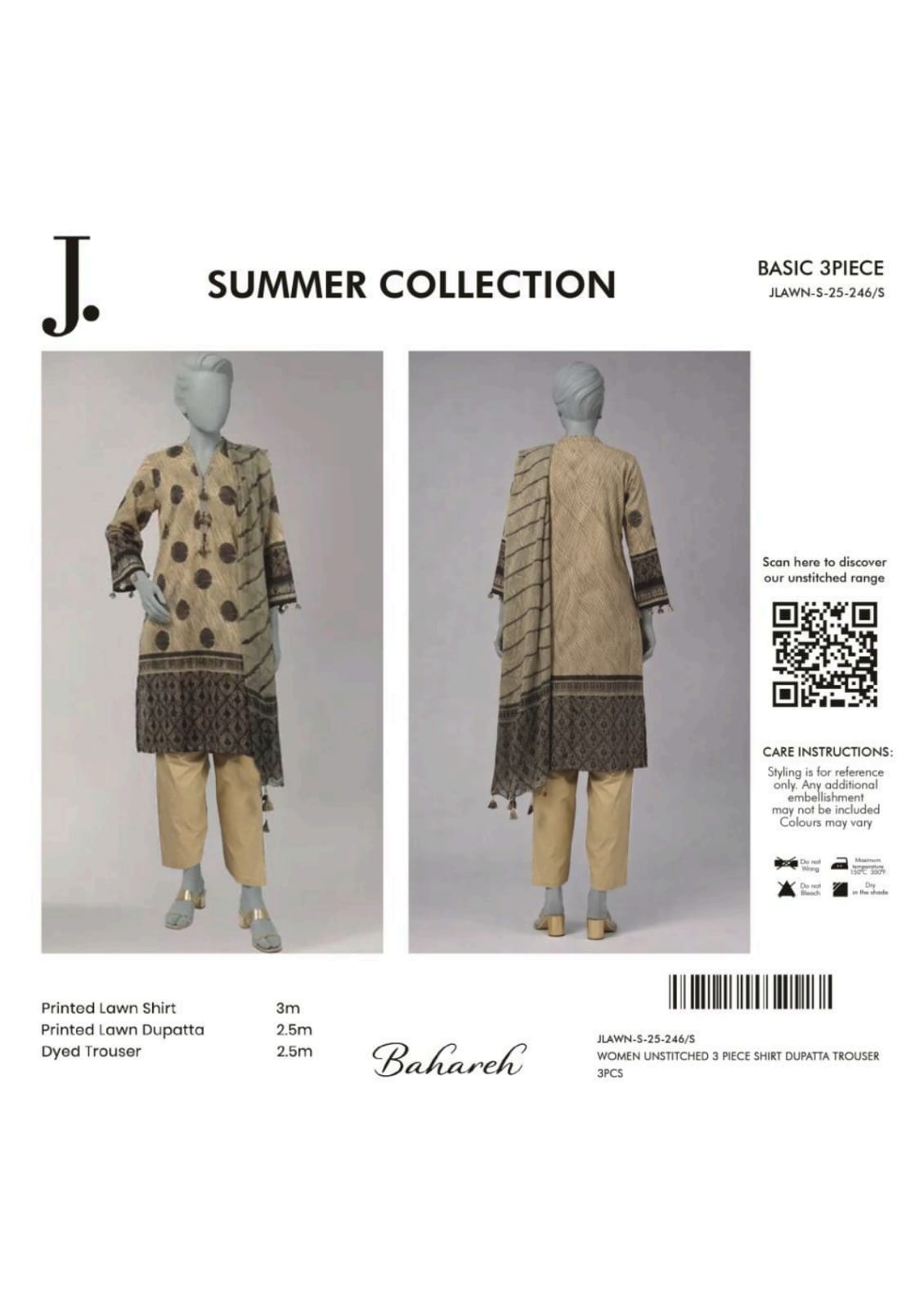 Summer Collection By Junaid Jamshed j. V-02 3 Peices Digital Printed Lawn 10 Pcs Set
