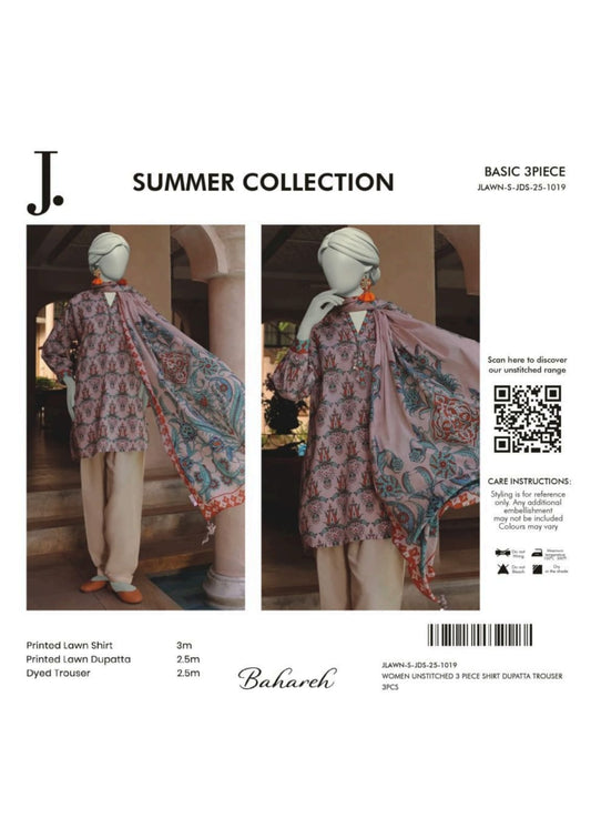 Summer Collection By Junaid Jamshed j. V-02 3 Peices Digital Printed Lawn 10 Pcs Set