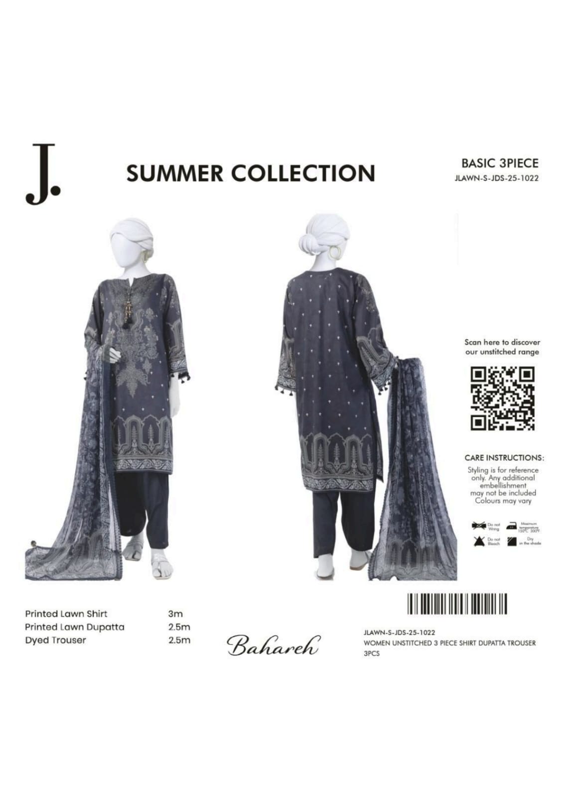 Summer Collection By Junaid Jamshed j. V-02 3 Peices Digital Printed Lawn 10 Pcs Set