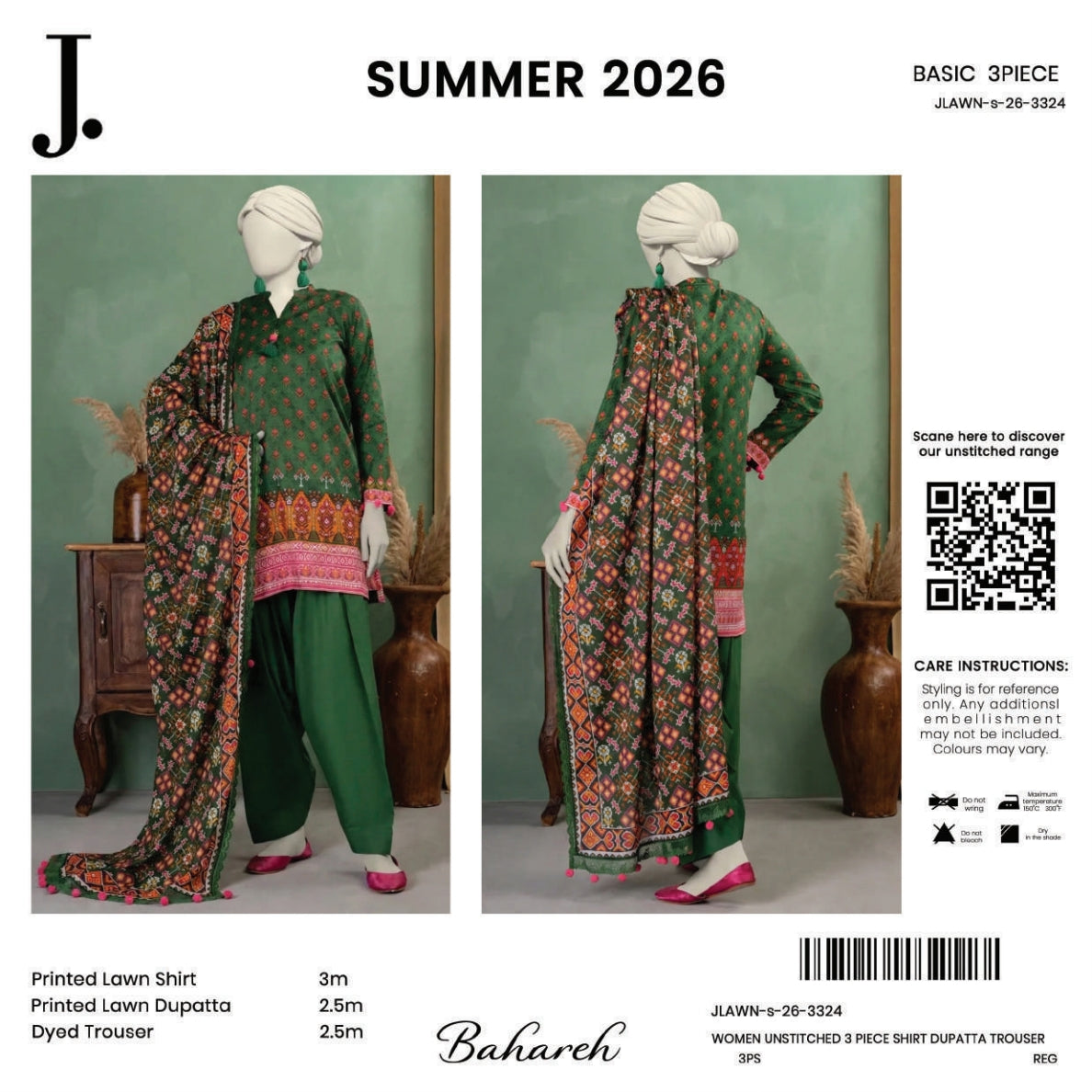 Summer Collection By Junaid Jamshed J. V.03 3 Peices Digital Printed Lawn 30 Pcs Set