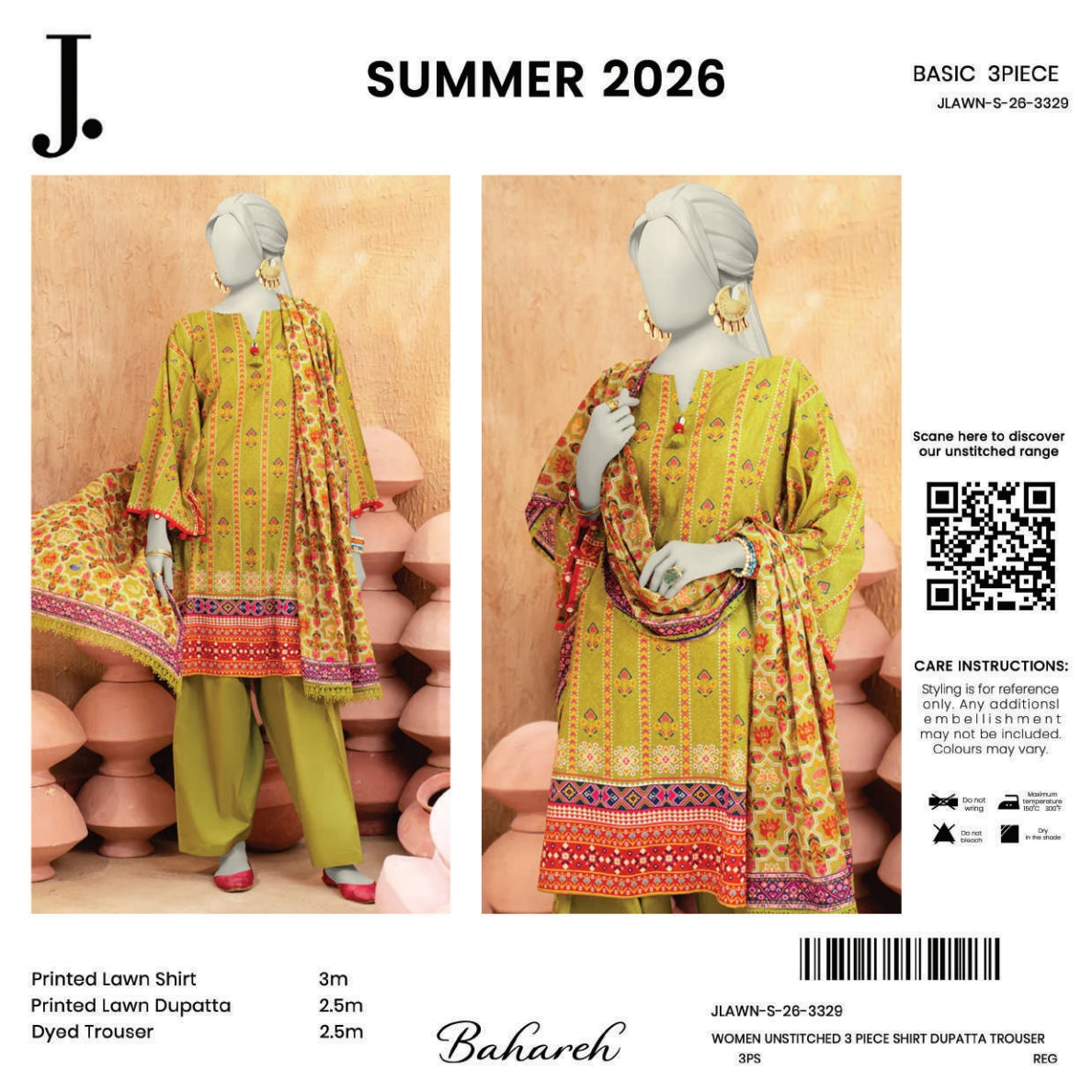 Summer Collection By Junaid Jamshed J. V.03 3 Peices Digital Printed Lawn 30 Pcs Set