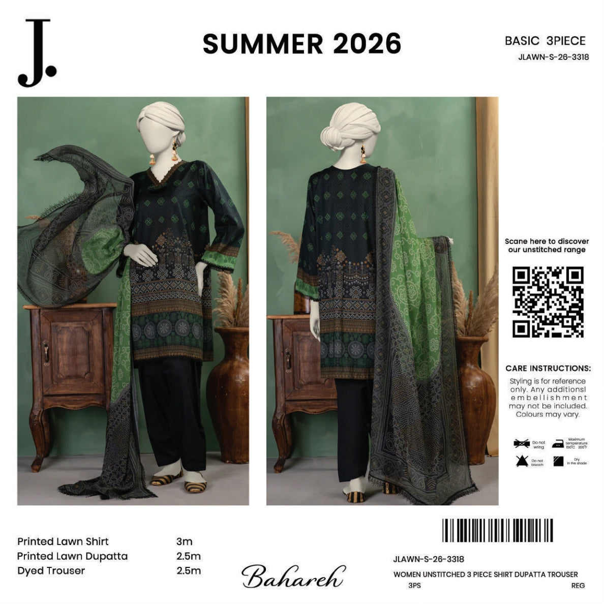 Summer Collection By Junaid Jamshed J. V.03 3 Peices Digital Printed Lawn 30 Pcs Set
