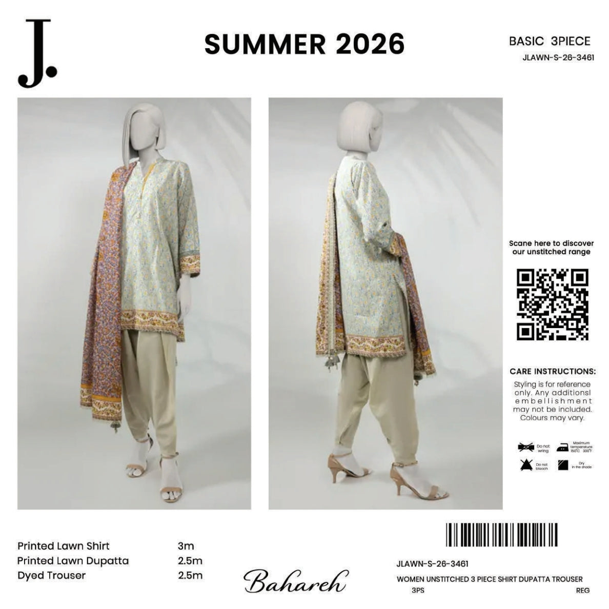 Summer Collection By Junaid Jamshed J. V.03 3 Peices Digital Printed Lawn 30 Pcs Set
