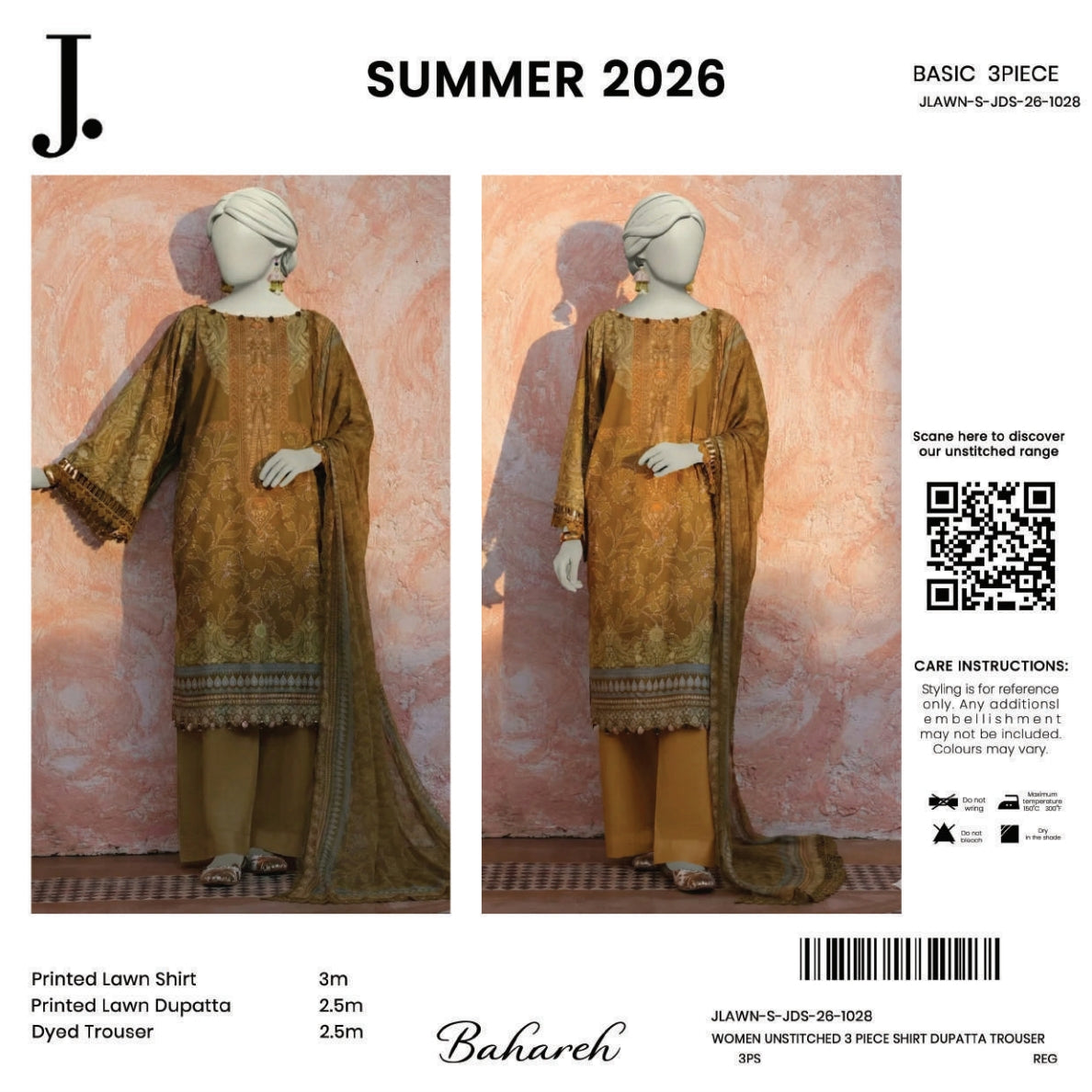 Summer Collection By Junaid Jamshed J. V.03 3 Peices Digital Printed Lawn 30 Pcs Set